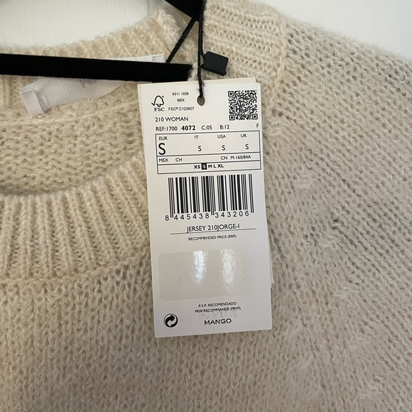 NWT MANGO sweater cream small - Picture 3 of 3
